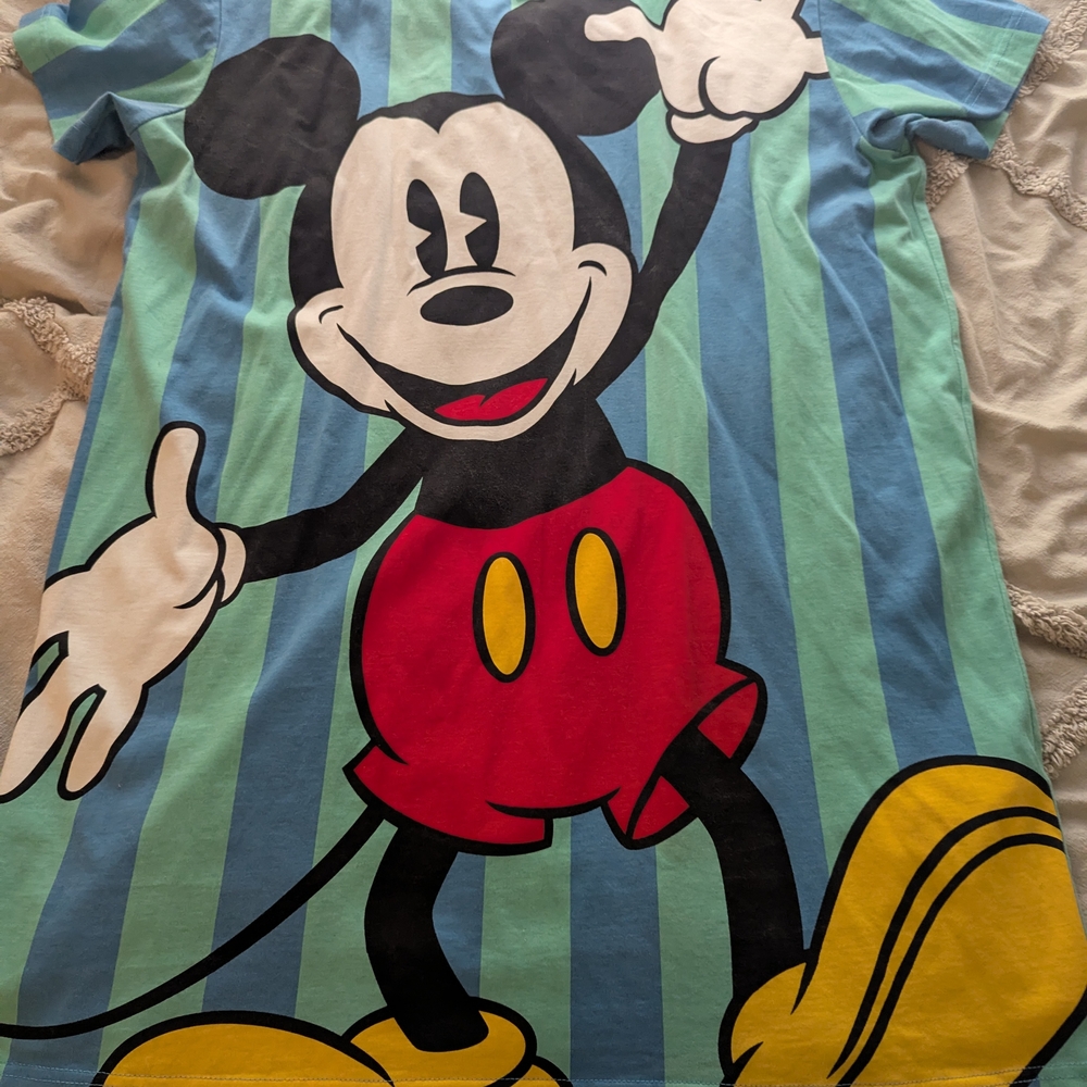 Disney Mickey Mouse Striped Women's T-Shirt Dress - Blue and Red